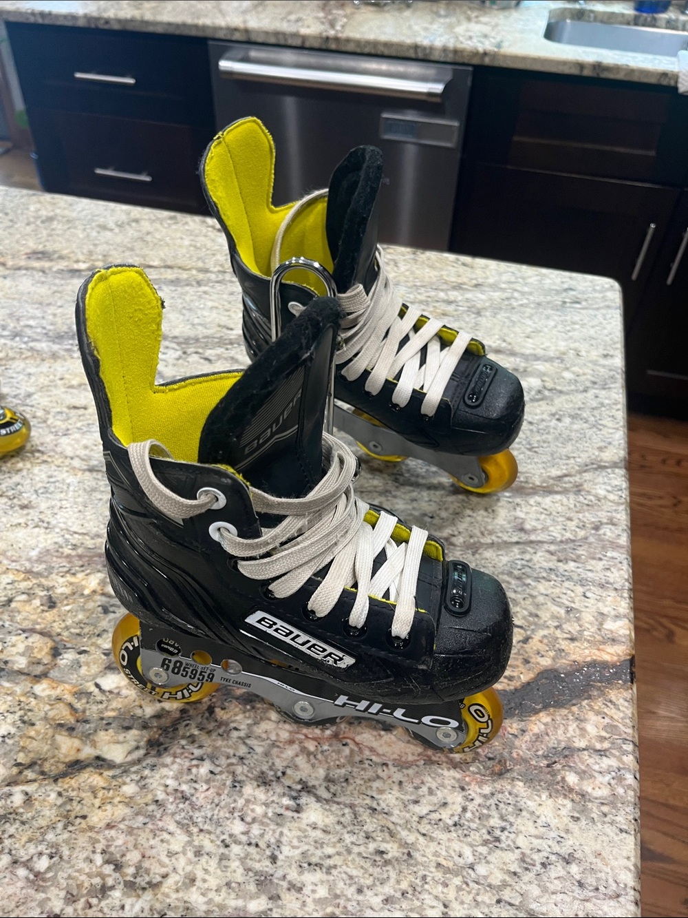 Bauer Black and Yellow Kids Inline Hockey Skates